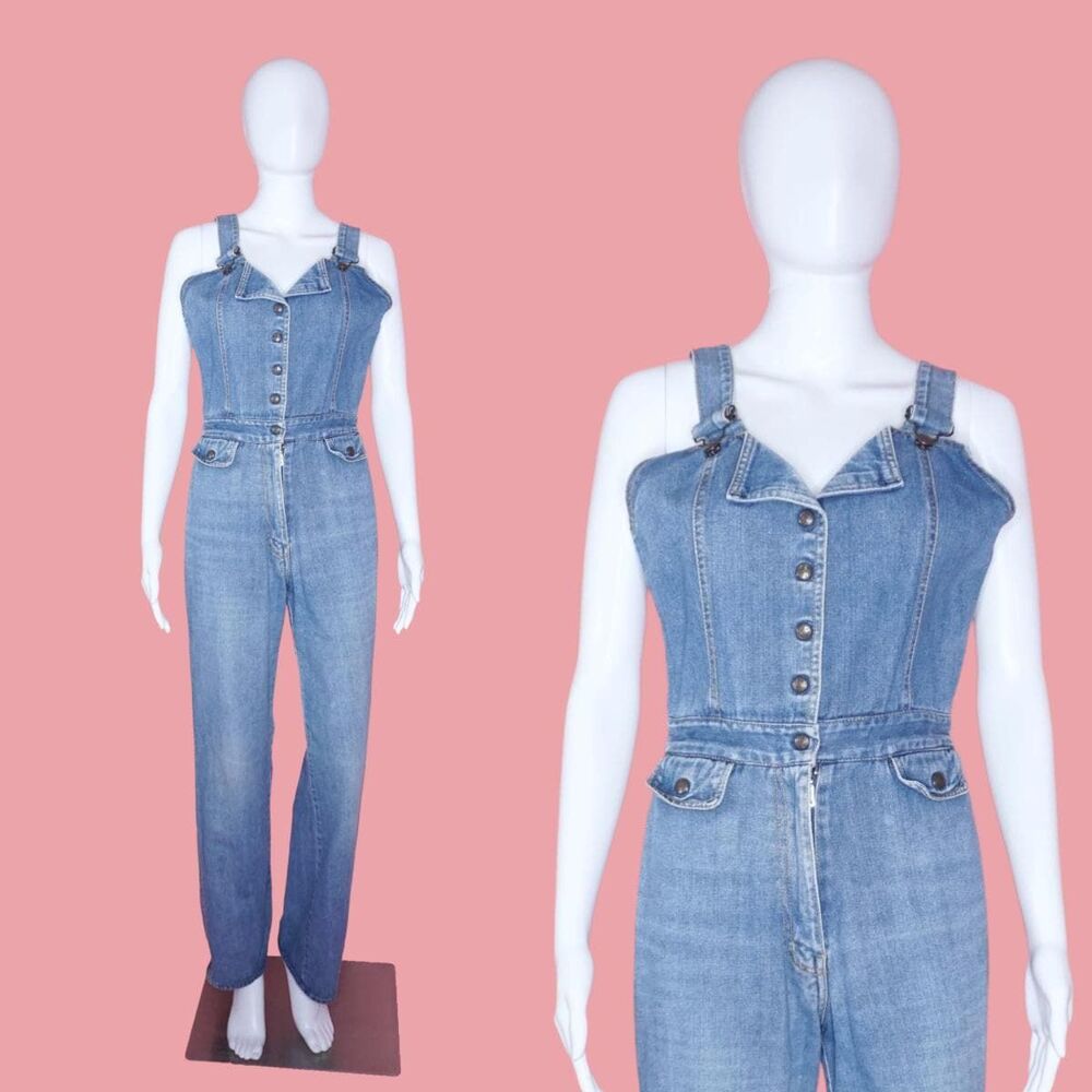 1970s FREDERICKS of HOLLYWOOD Denim. OVERALLS W/Adjustable Buckles. Small. AS IS
